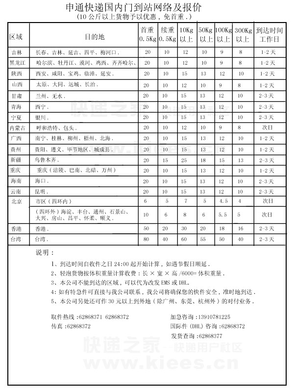 申通运费查询